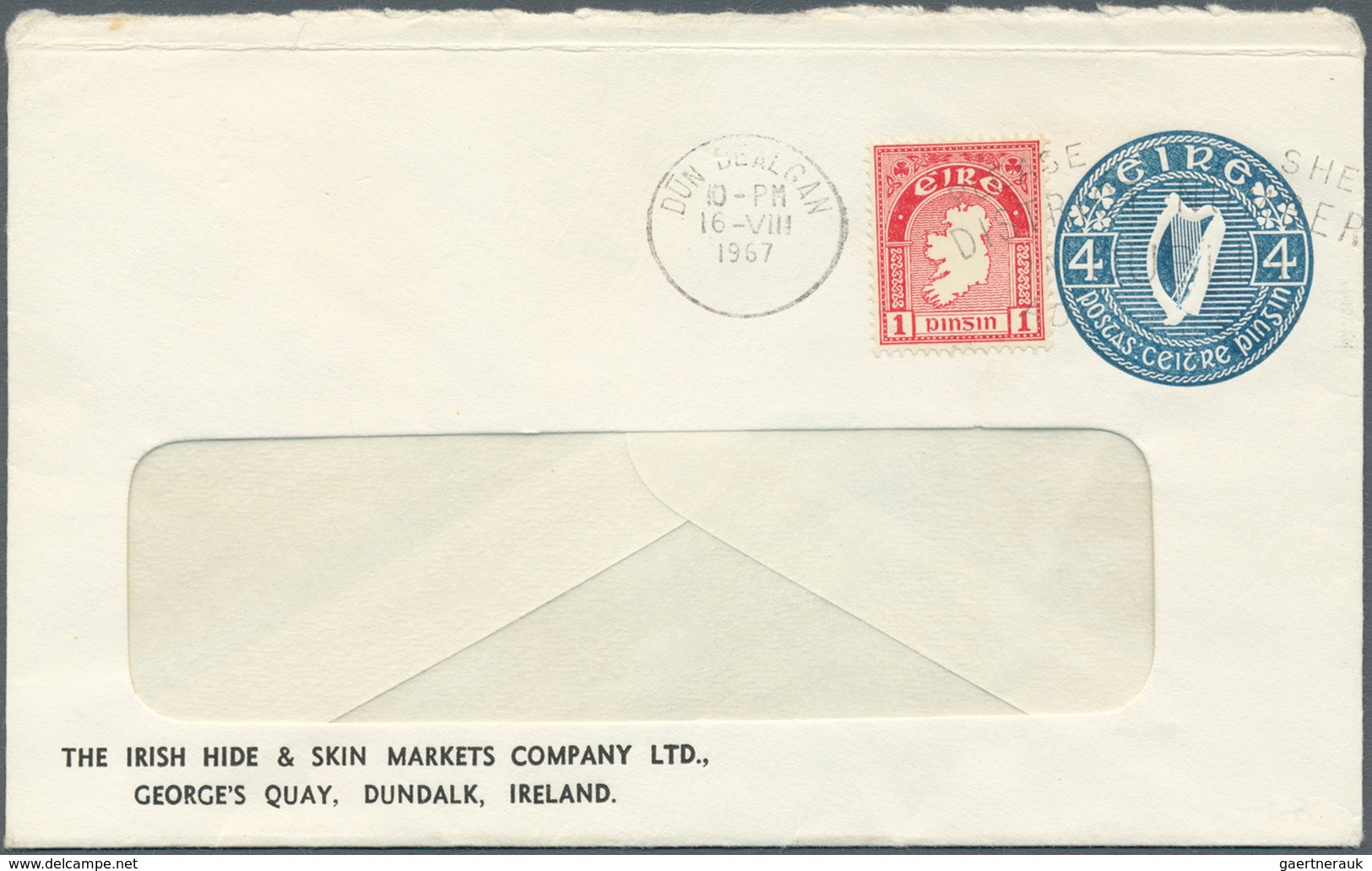 14498 Irland - Ganzsachen: The Irish Hide And Skin Markets Co., Ltd., Dundalk: 1965, 4 D. Blue Window Enve - Ganzsachen