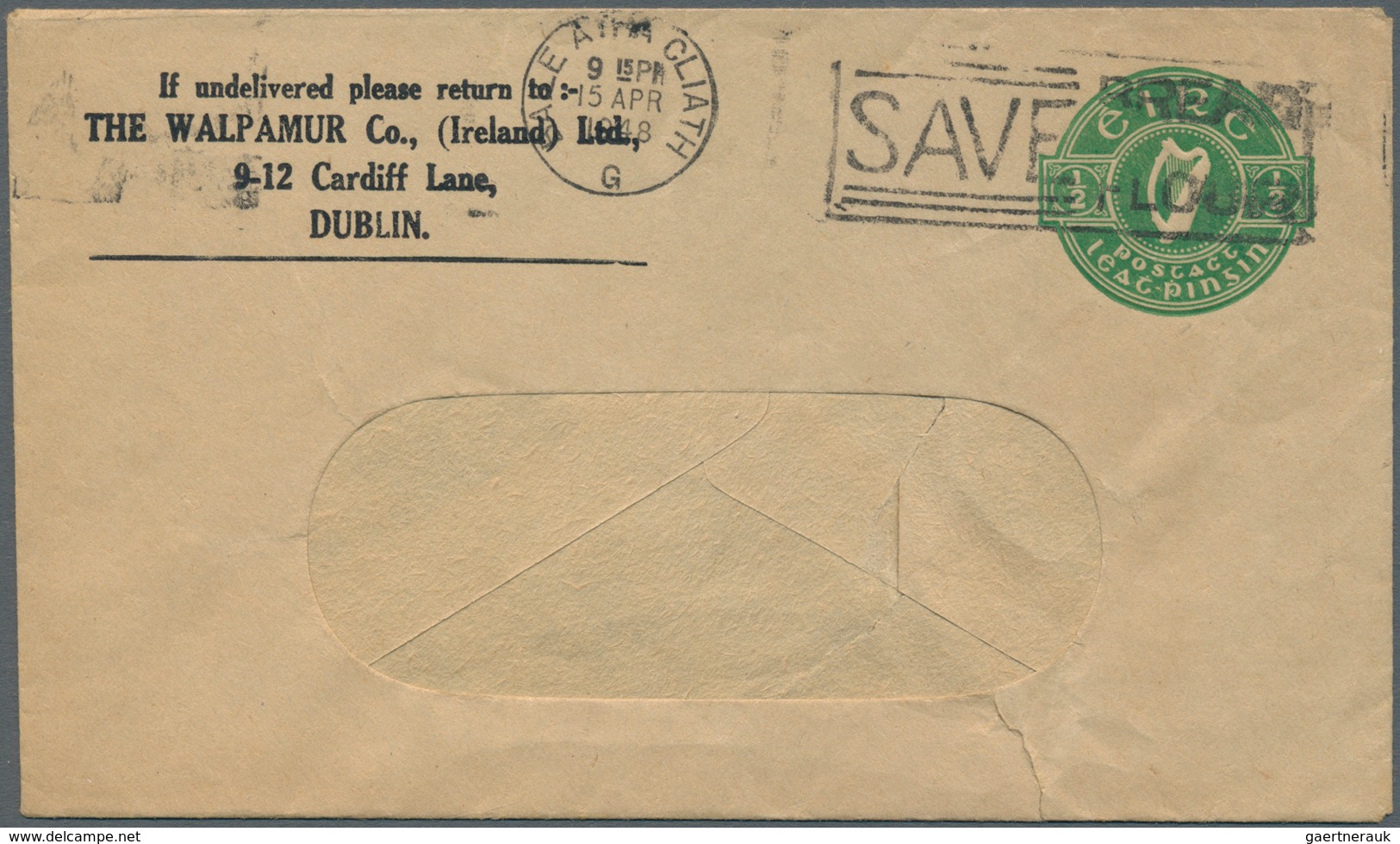 14545 Irland - Ganzsachen: The Walpamur Co. (Ireland) Ldt., Dublin: 1936, 1/2d. Pale Green Window Envelope - Ganzsachen