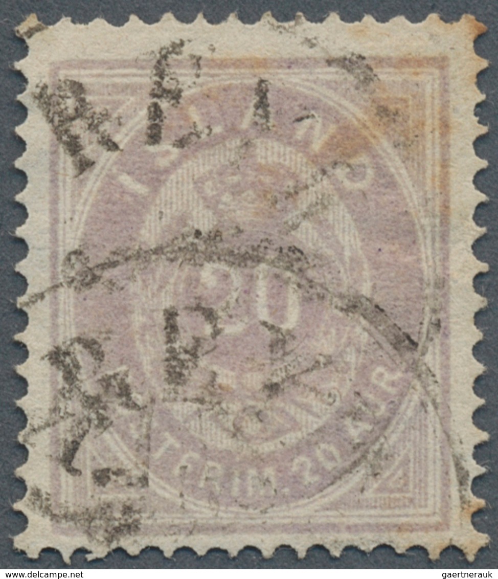 14601 Island: 1876, 20 Aur Arms Pale Violett With Parts Of Reykjavik Cancellation. (Facit No. 14a - Cv 450 - Sonstige & Ohne Zuordnung