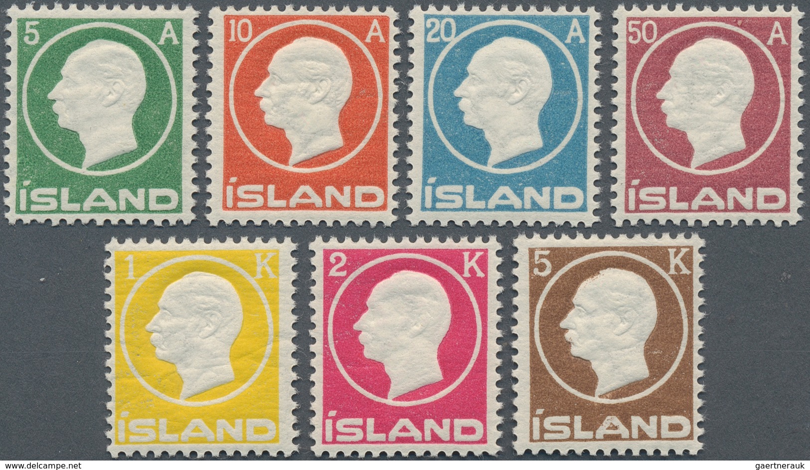 14606 Island: 1912, Definitives Frederik, 5a. To 5kr., Complete Set Of Seven Values, Unmounted Mint. Mi. 3 - Sonstige & Ohne Zuordnung