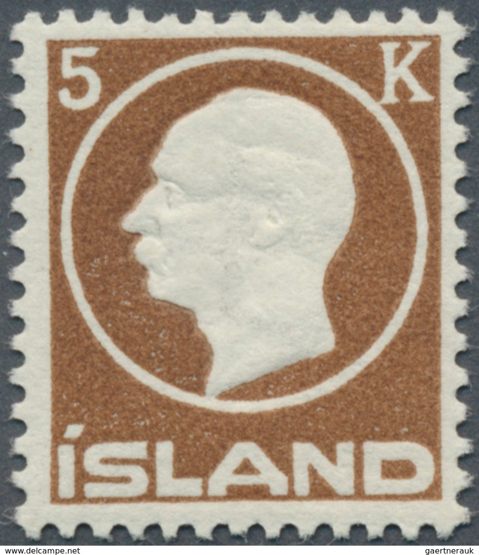 14609 Island: 1912, 5 Kr. Braun, Zentriertes Luxusstück (Facit: 3.000) - Autres & Non Classés