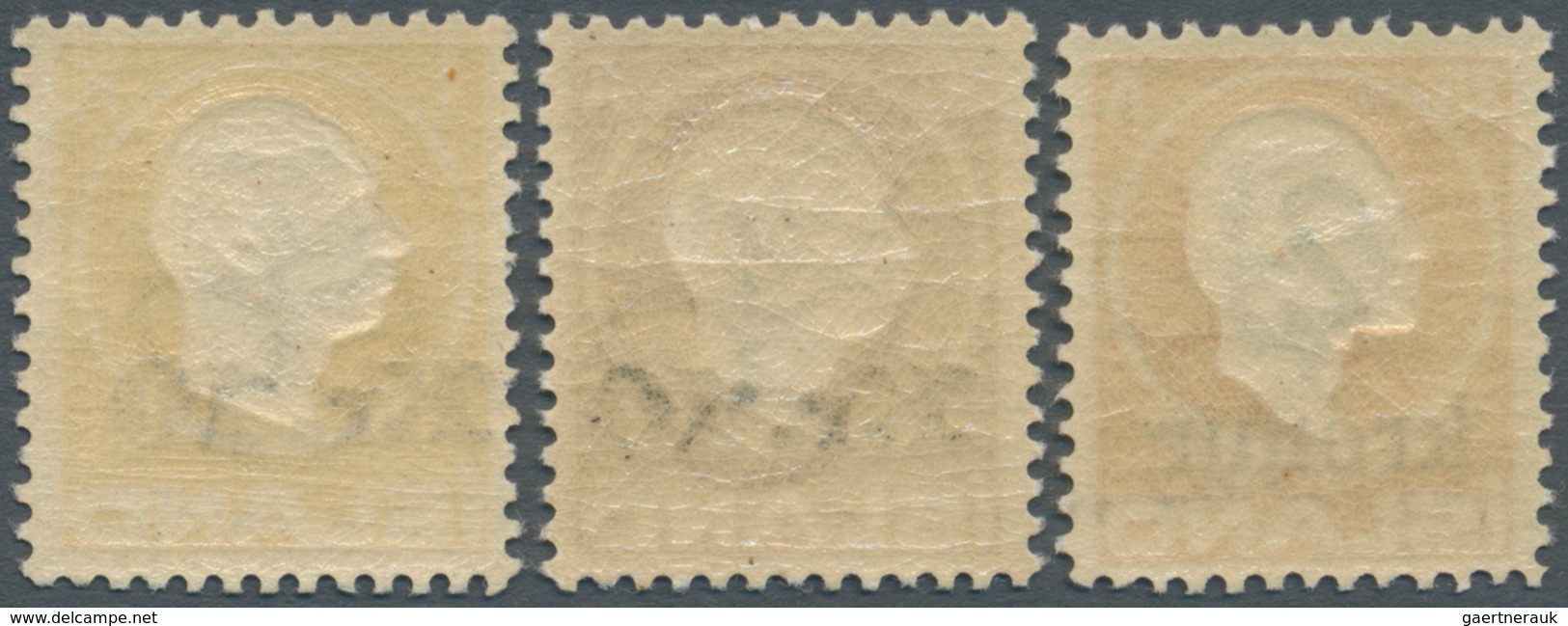 14612 Island: 1924/1926, Drei Aufdruckwerte Mit 2 Kr. Auf 25 A. Orange, 10 Kr. Auf 50 A. Lilarot Bzw. Auf - Autres & Non Classés