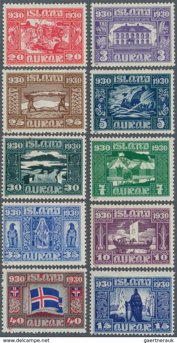 14621 Island: 1930, 50 Aur. Bis 10 Kr. "1000 Jahre Allthing" Komplett Ungebraucht Mit Erstfalz, Mi. 550,- - Sonstige & Ohne Zuordnung