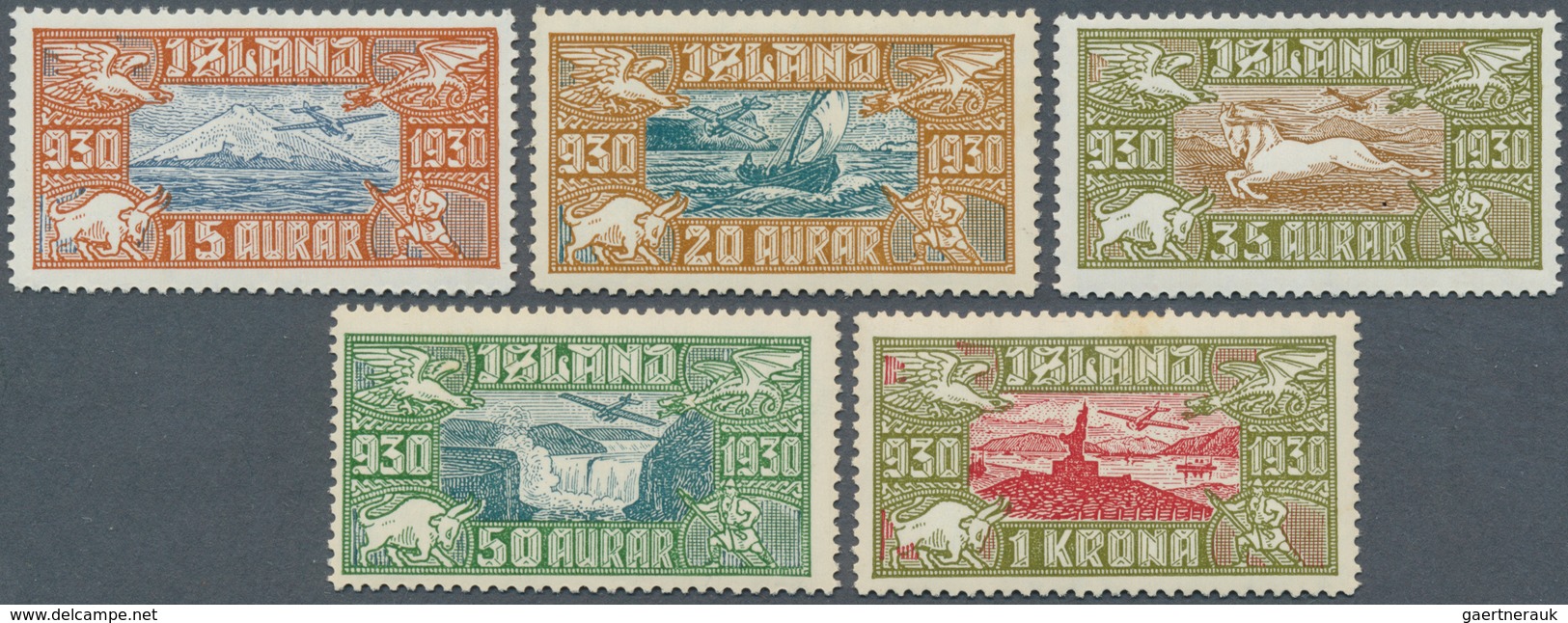 14624 Island: 1930, Flugpostausgabe Zur 1000. Jahr-Feier Der Eröffnung Des Allthings", Postfrischer Luxuss - Sonstige & Ohne Zuordnung