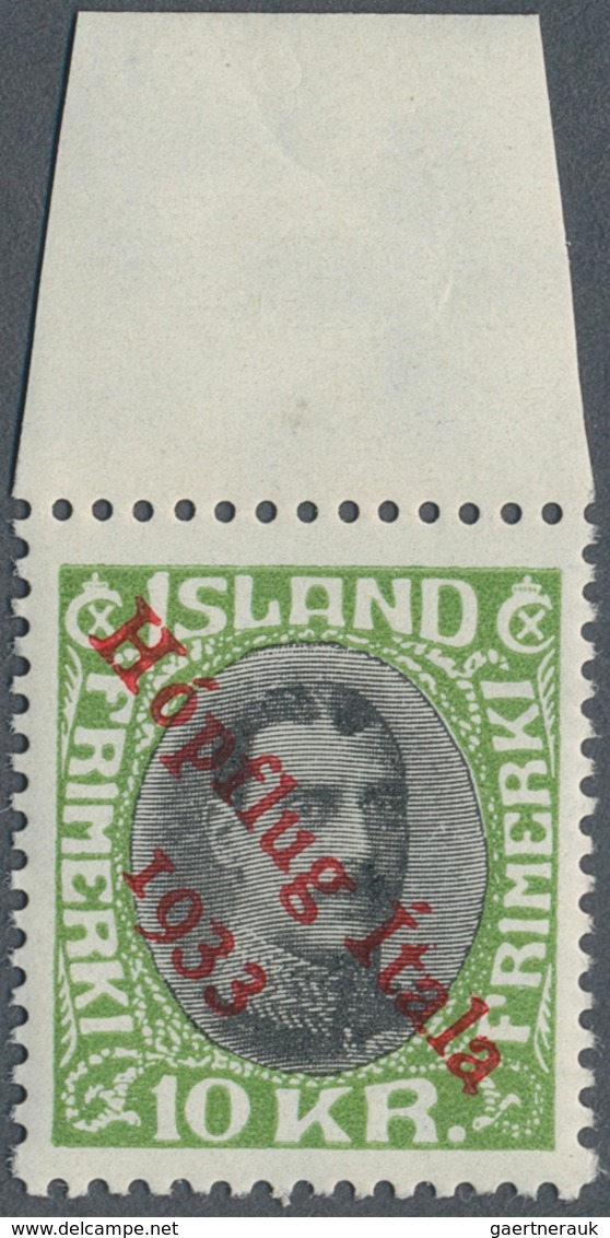 14628 Island: 1933, 10 Kr. "Besuch Des Italienischen Luftgeschwaders Unter Balbo", Schneeweißes Perfekt Ze - Sonstige & Ohne Zuordnung