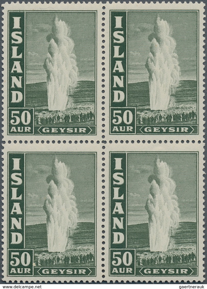 14632 Island: 1938, Defintives "Gush Spring", Four Values Complete In Blocks Of Four, Unmounted Mint. Mi. - Sonstige & Ohne Zuordnung