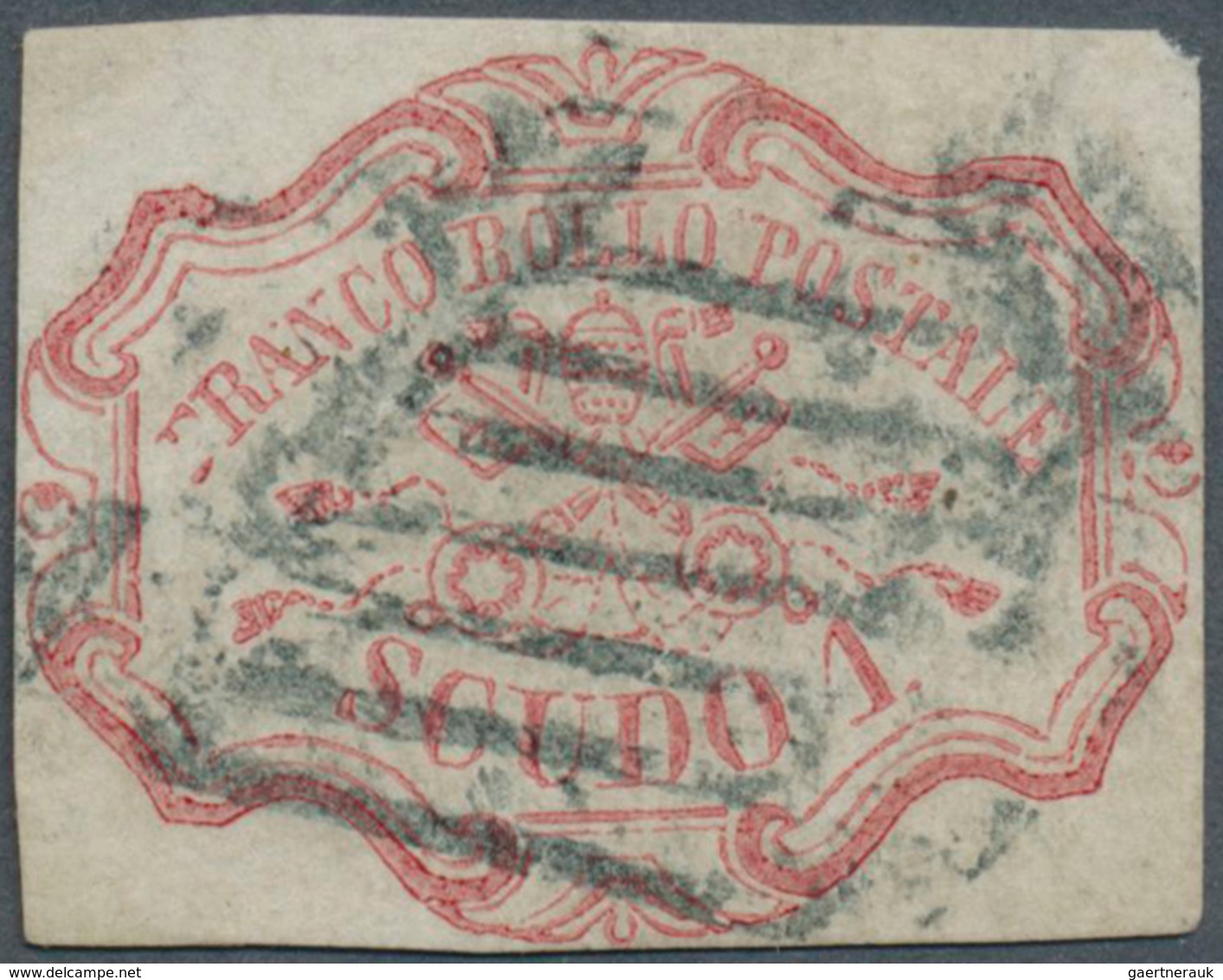 14648 Italien - Altitalienische Staaten: Kirchenstaat: 1852, 1 Scudo Red, Small Faults, Signed Pfenniger, - Etats Pontificaux