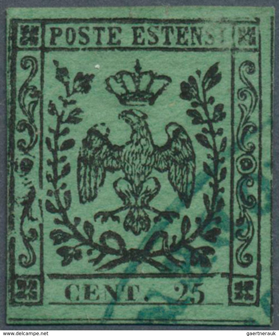 14655 Italien - Altitalienische Staaten: Modena: 1852: 25 Black On Green (error Of Color, Green Instead Of - Modena