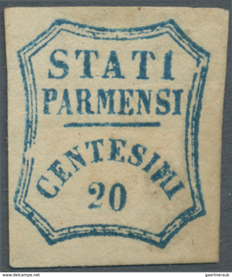 14670 Italien - Altitalienische Staaten: Parma: 1859, Prov. Regierung 20 C. Blau Allseits Vollrandig, Unge - Parme