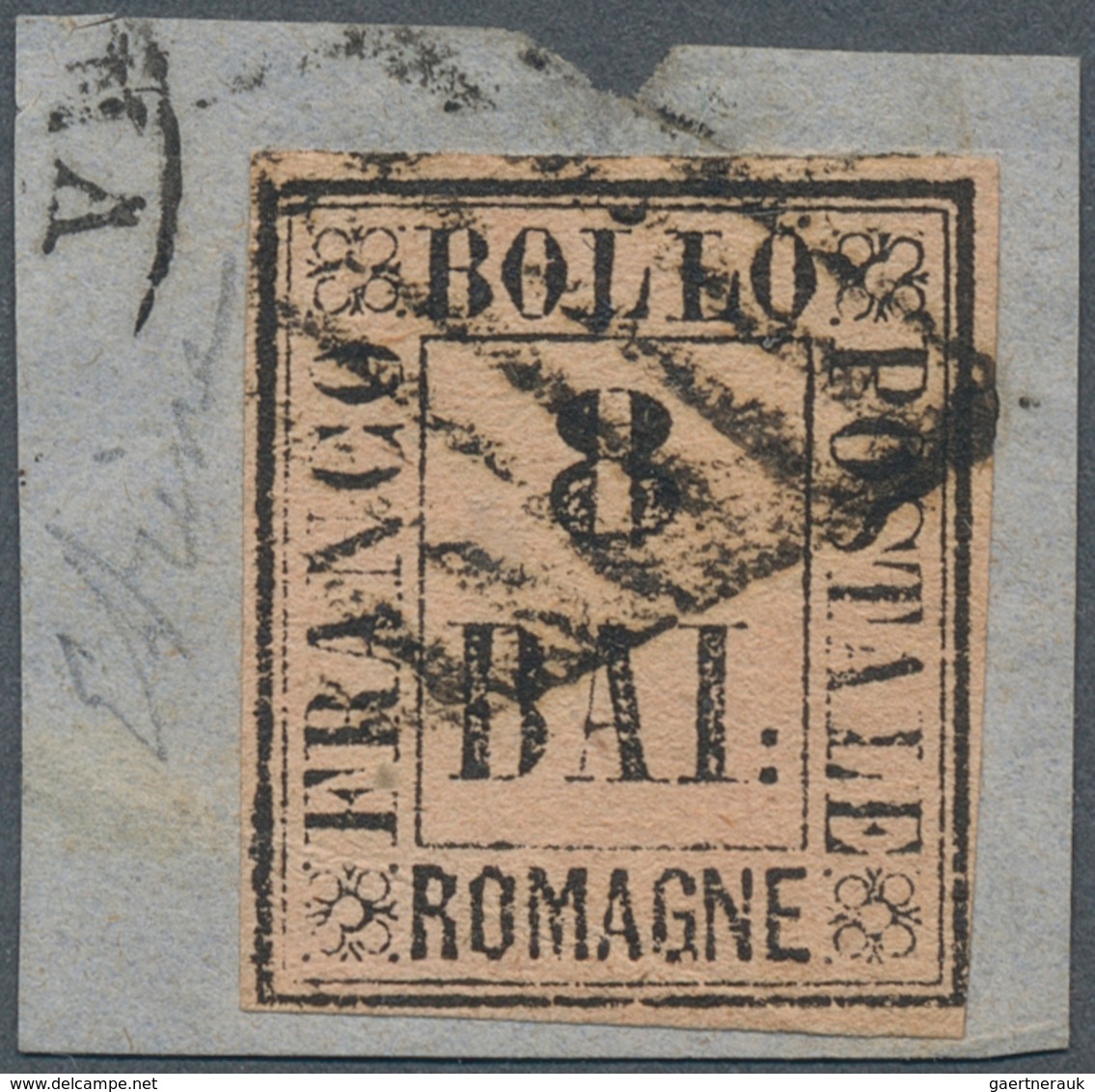 14672 Italien - Altitalienische Staaten: Romagna: 1859: 8 Bai. Rose Tied By Roman Grill To Small Piece. Ce - Romagna