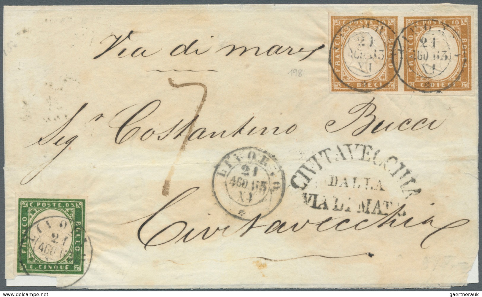 14678 Italien - Altitalienische Staaten: Sardinien: 1958/1963: Lot Of Two Letter "VIA DI MARE", First One - Sardaigne