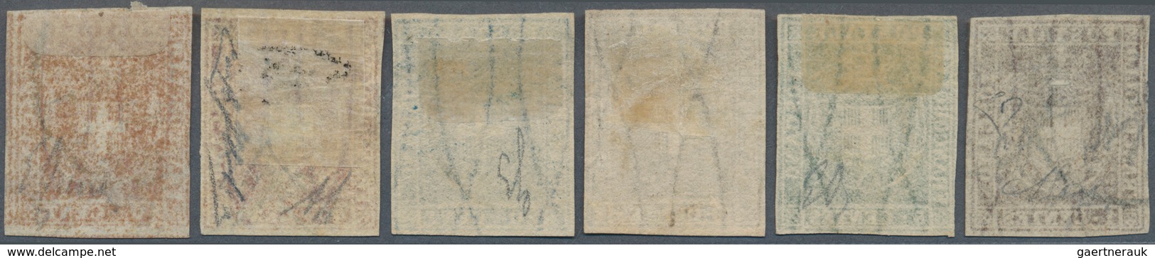 14701 Italien - Altitalienische Staaten: Toscana: 1860, 1c. To 80c., Six Used Values, Touched To (mainly) - Toscane