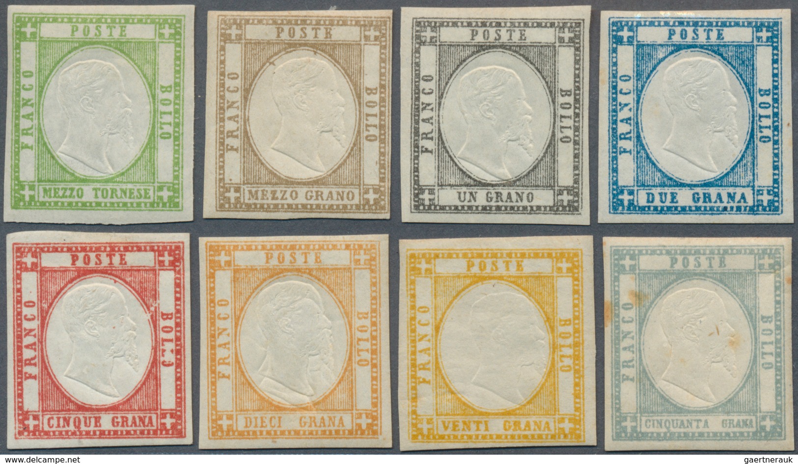 14704 Italien: 1861, Neapolitan Province, ½t. To 50gr., Complete Set Of Eight Values, Bright Colours, Clos - Marcophilie