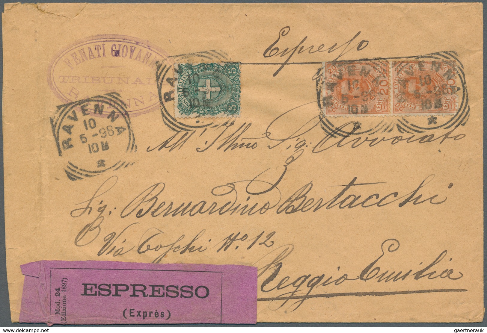 14715 Italien: 1870/1902: Tree Letter With Special Services. A) 1870, Registered Letter From Galcico To Be - Poststempel