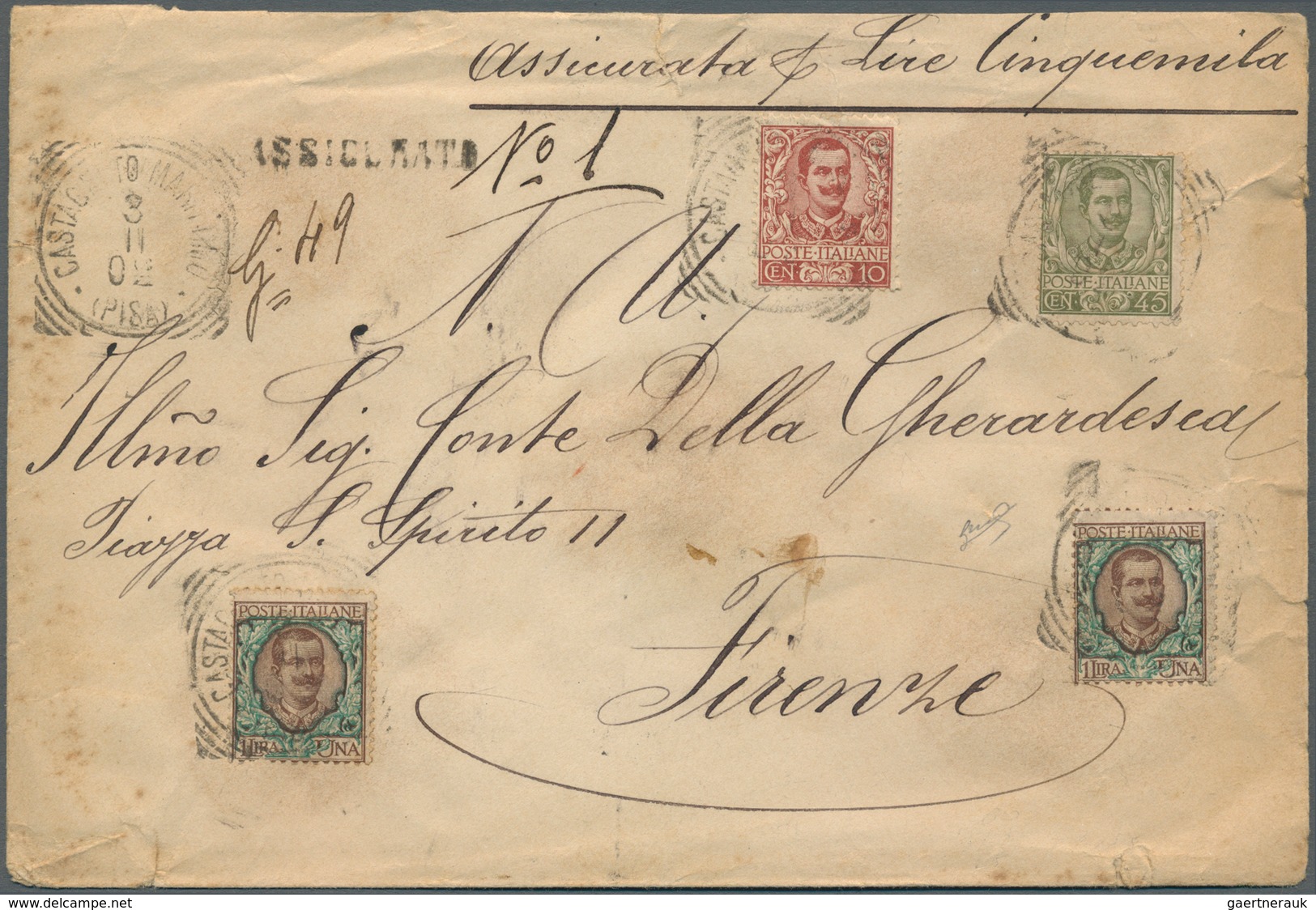 14715 Italien: 1870/1902: Tree Letter With Special Services. A) 1870, Registered Letter From Galcico To Be - Poststempel