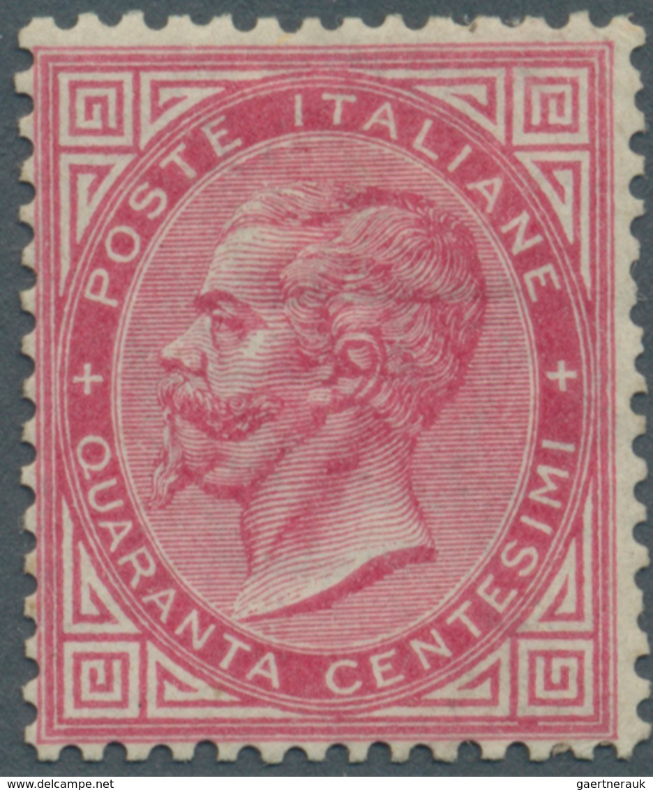 14718 Italien: 1863, 40c. Carmine, Fresh Colour And Well Perforated, Mint O.g. With Hinge Remnant, Signed - Poststempel