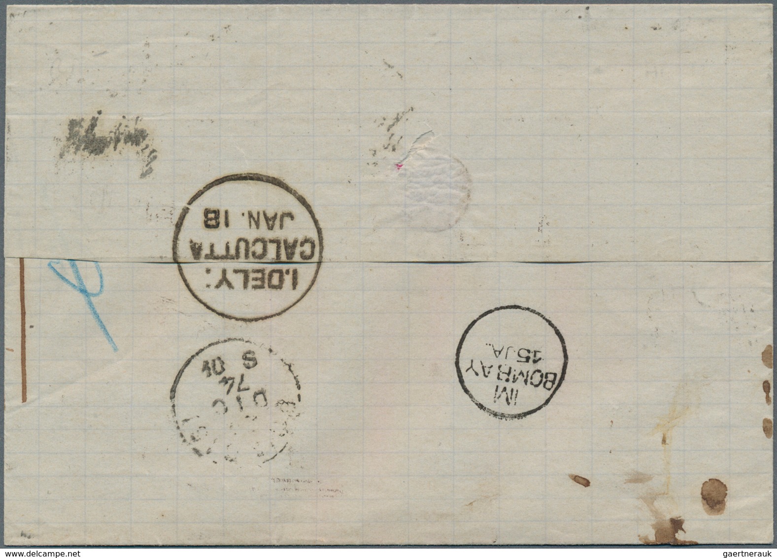 14720 Italien: 1863, 60 C Violet Emanuel II., Tied By Boxed Grid Cancel "13", Single Franking On Folded Le - Poststempel