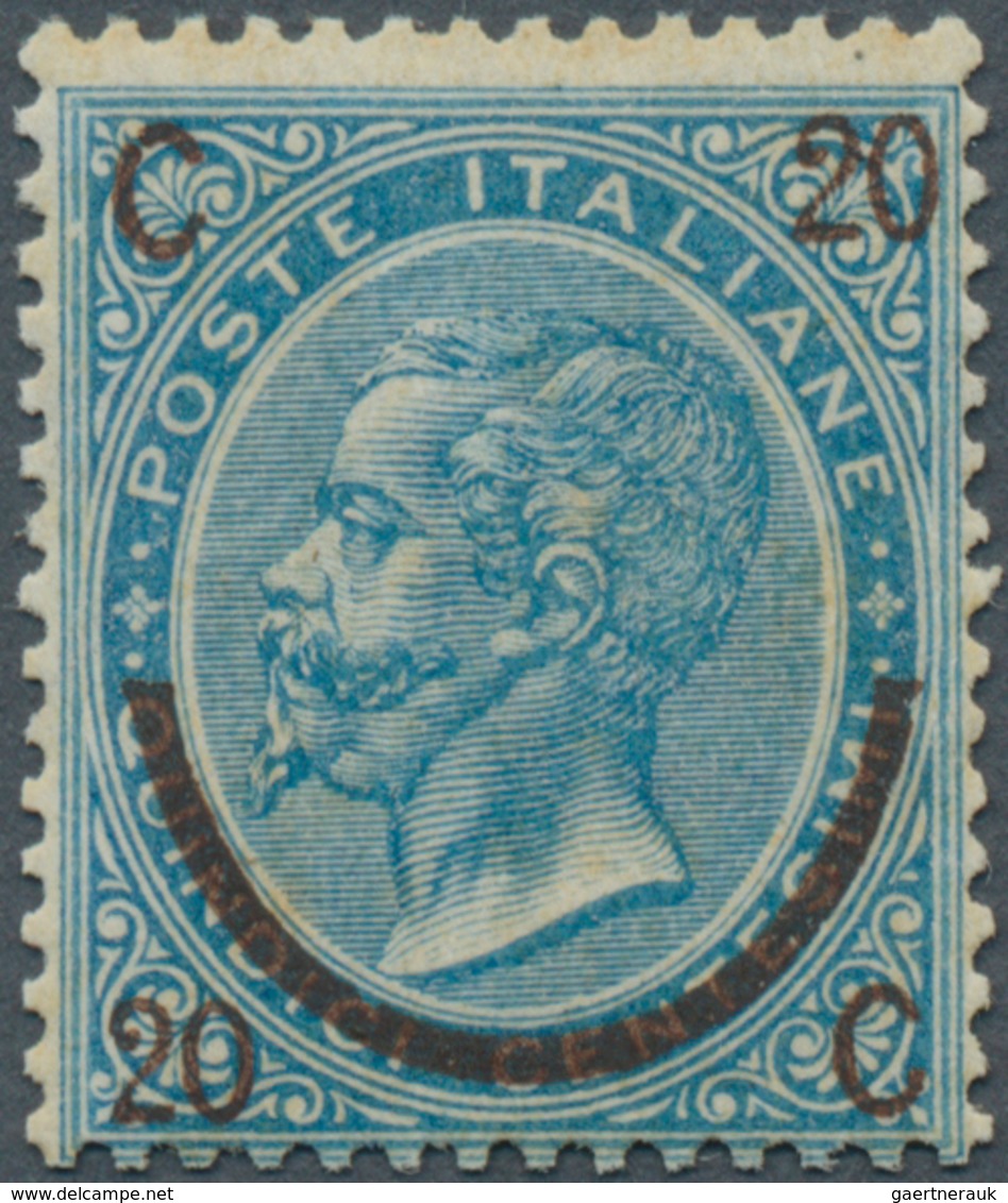 14725 Italien: 1865, 20c. On 15cmi. Blue, Type II, Fresh Colour, Well Perforated, Unmounted Mint, Toning S - Poststempel