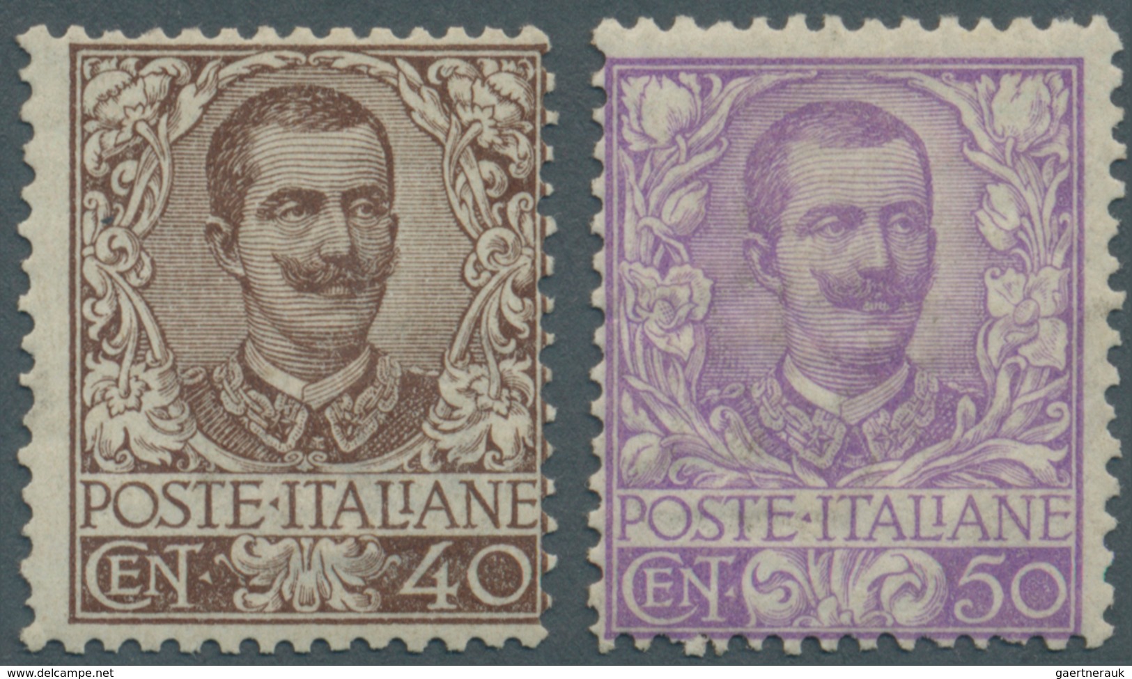 14735 Italien: 1901, 40c. Brown And 50c. Violet, Fresh Colour And Well Perforated, Unmounted Mint, Signed - Poststempel