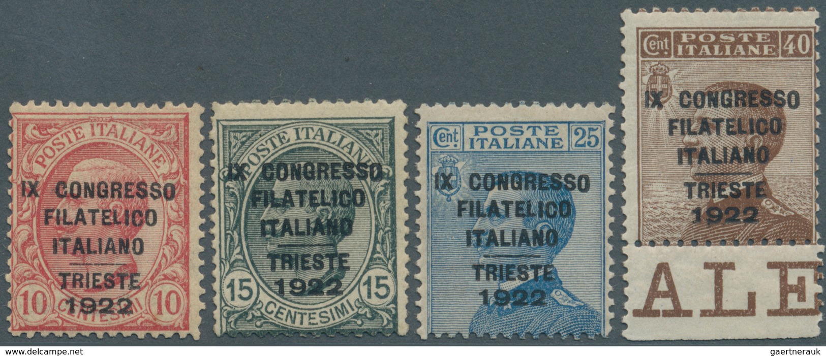 14741 Italien: 1922, Philatelic Congress Triest, Complete Set Mint O.g., Several Signatures, E.g. A.Diena, - Poststempel