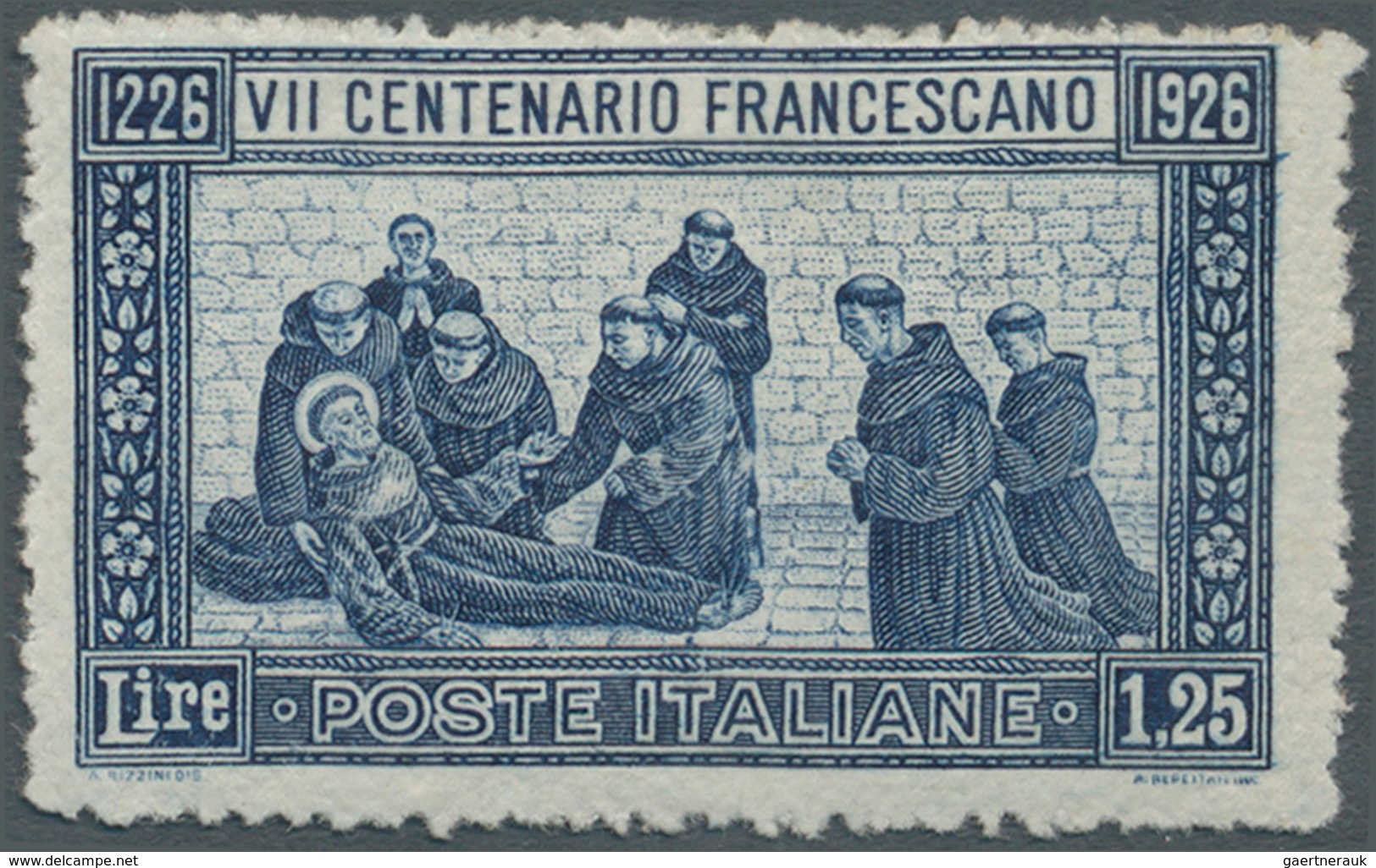 14745 Italien: 1926, San Francesco, 1.25l. Blue In Rare Perf. 13½, Unmounted Mint, Signed And Certificate - Poststempel