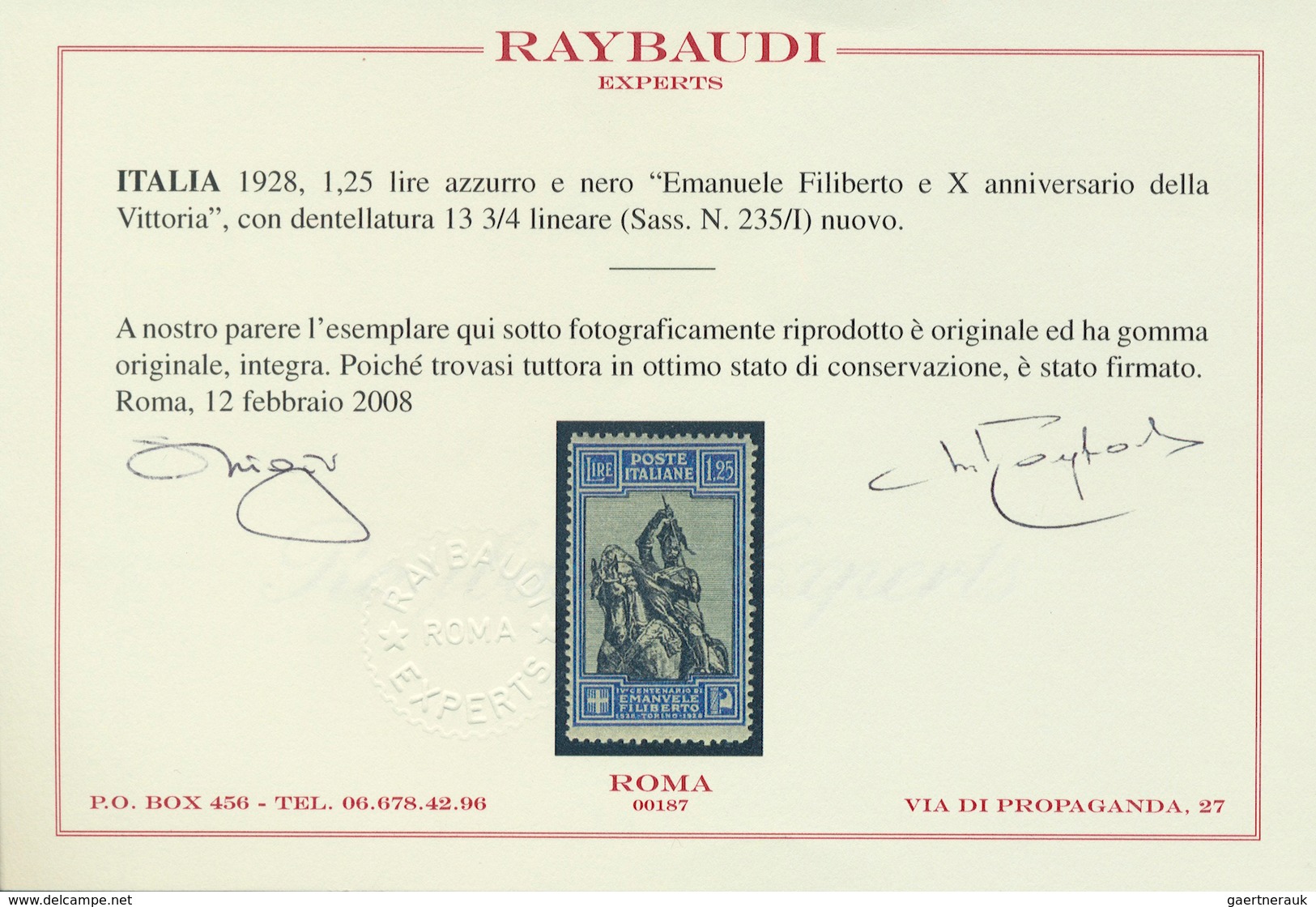 14748 Italien: 1928, Reiterstandbild Herzog Emanuel Philiberts Von Savoyen 1.25 Lire Blau/schwarz In Der S - Poststempel