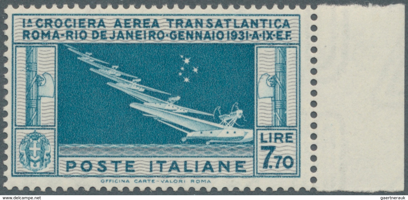 14750 Italien: 1930, 7.70 L. Flugpost-Sonderausgabe Für Den Geschwaderflug Rom-Rio De Janeiro", Schneeweiß - Poststempel