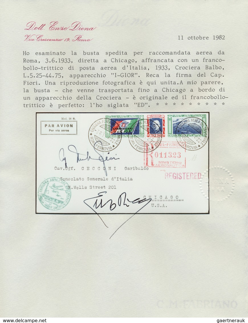 14757 Italien: 1933, Mass Flight Triptych 5.25 + 44.75 L. "I-GIOR" On Well Preserved Registered Letter ROM - Marcophilie