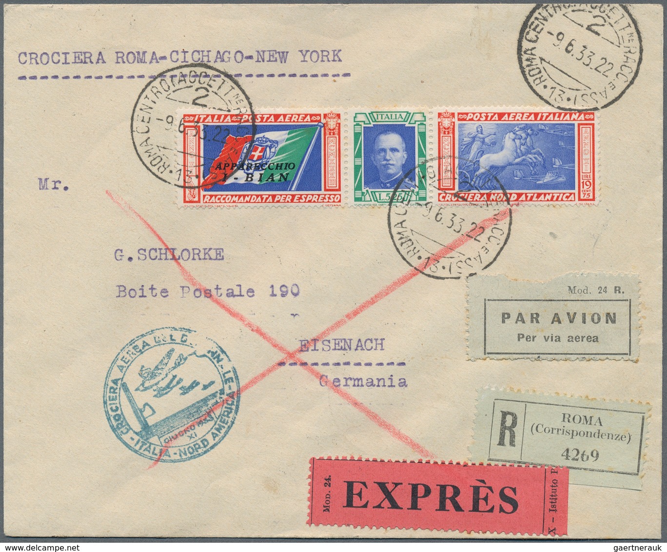 14759 Italien: 1933, Außergewöhnlich Schöner Geschwaderflugbrief ROM - AMSTERDAM Mit MeF Und Als Express, - Poststempel