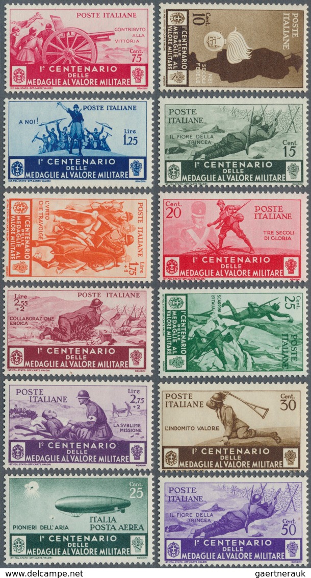 14761 Italien: 1934, Serie "100 Jahre Tapferkeitsmedaille" Tadellos Postfrisch (Sassone 750.- Euro) - Poststempel