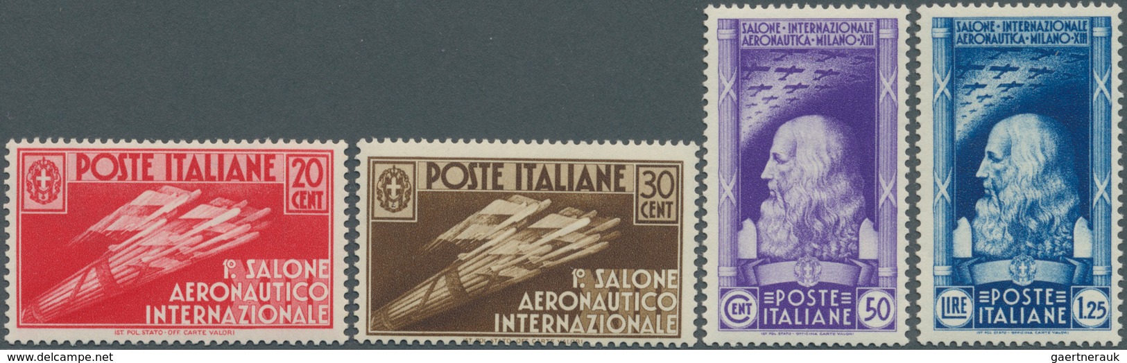 14762 Italien: 1935, Satz "1. Internationale Luft-Verkehrsausstellung Mailand", Tadellose Serie, Die Hohen - Poststempel