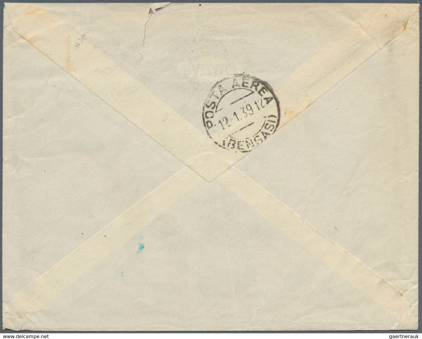14764 Italien: 1939, 50 C Violet Postal Stationery Cutout Two Items Mixed Franking On Air Mail Cover From - Poststempel
