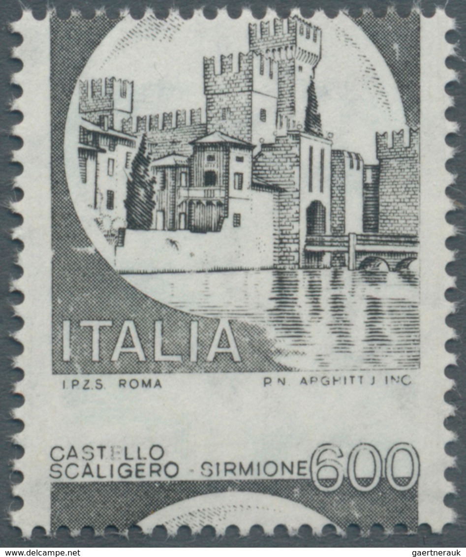 14775 Italien: 1980, 600 L Scaliger-Kastell, Simione, In Black Without Green Color And Misperforated, With - Poststempel