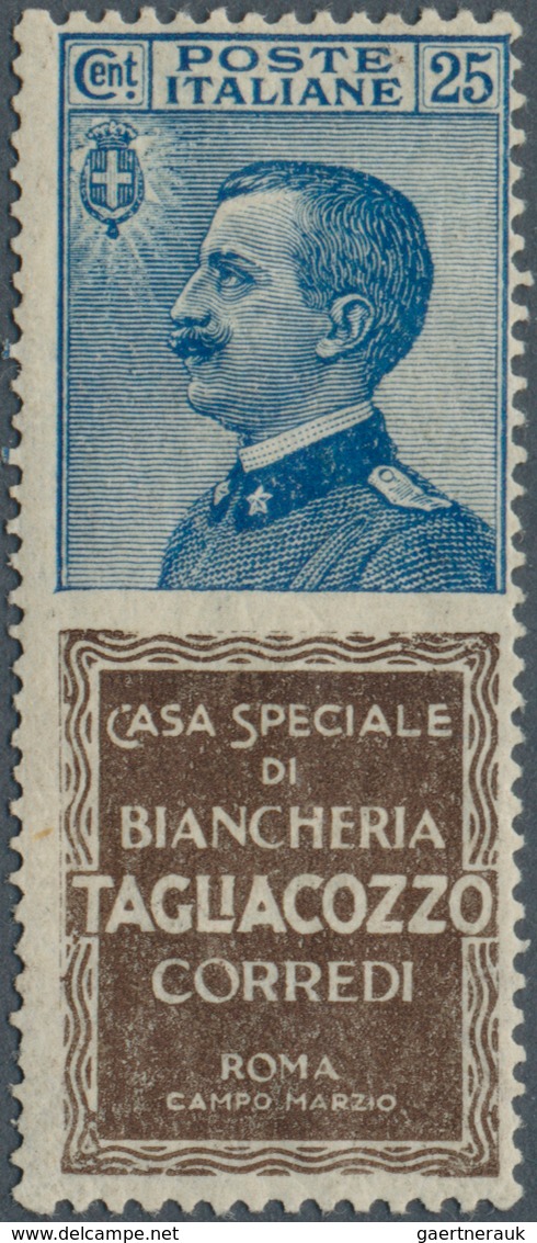 14779 Italien - Zusammendrucke: 1924/1925, 25c. Blue + Tagliacozzo Unmounted Mint With Natural Slightly Ir - Non Classés