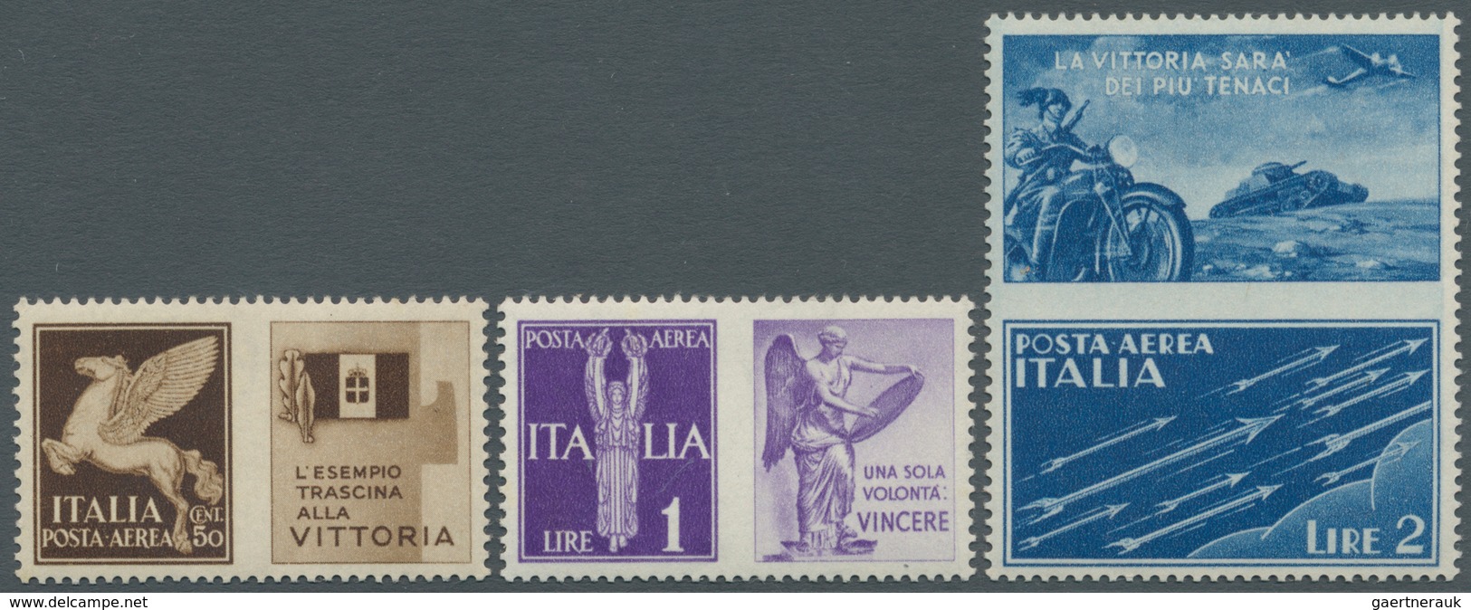 14782 Italien - Zusammendrucke: 1942, Propagana Die Guerra, Three Not Issued Stamps, Unmounted Mint, Some - Non Classés