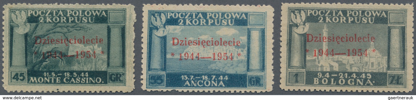 14787 Italien - Militärpostmarken: Feldpost: 1945, "POCZTA POLOWA 2. KORPUSU" 45 Gr., 55 Gr. And 1 Zt. Ove - Militärpost (MP)