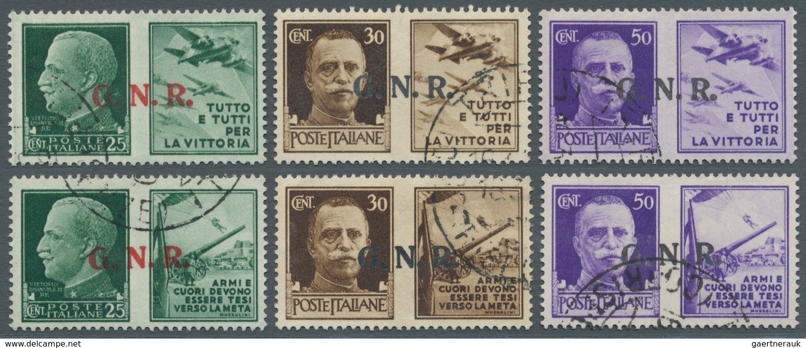 14789 Italien - Militärpostmarken: Nationalgarde: 1944, König Viktor Emanuel 25 C. Grün, 30 C. Braun Und 5 - Sonstige & Ohne Zuordnung