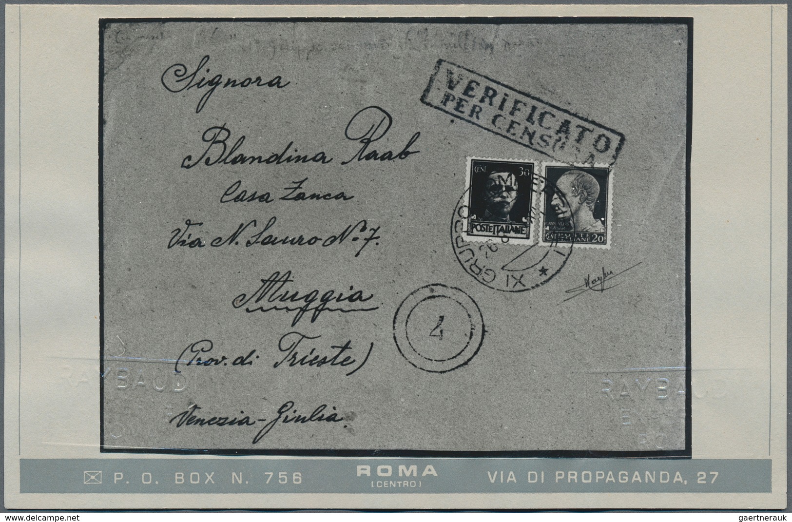 14791 Italien - Militärpostmarken: Atlantikküste: 1941, 20 C. Red And 30 C. Brown Tied By Special Cachet " - Sonstige & Ohne Zuordnung