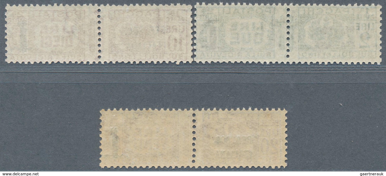 14796 Italien - Paketmarken: 1944, "REPUBBLICA SOCIALE" Overprints, 2l. Green, 10l. Lilac And 20l. Lilac, - Colis-postaux