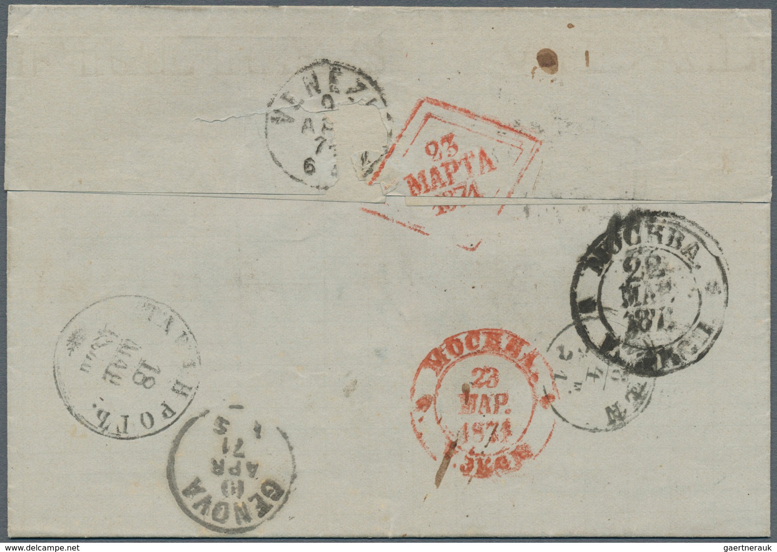 14806 Italien - Portomarken: 1871, Two Unfranked Letters From TAGANROG Respectively ODESSA Each Sent To GE - Portomarken