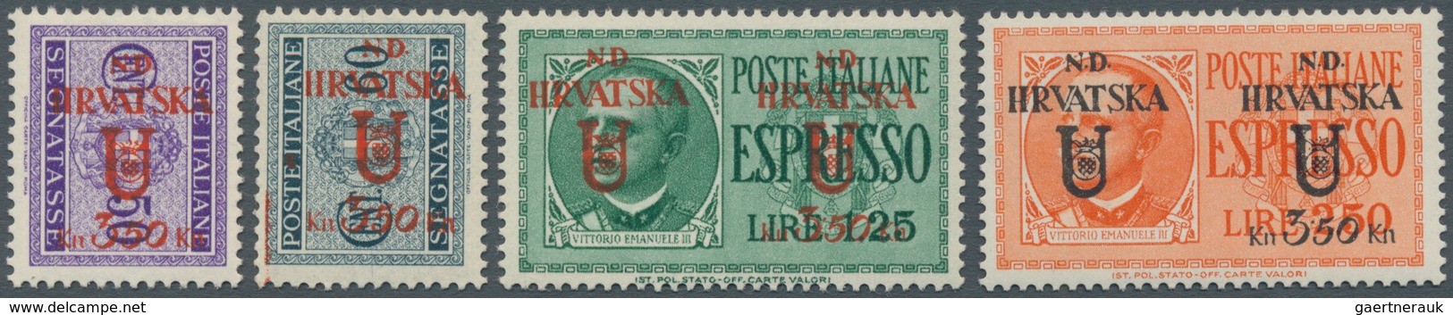 14823 Italienische Besetzung 1941/43 - Kroatien: 1944, Overprint Issue 5 C. - 60 C., Complete Set With 17 - Autres & Non Classés