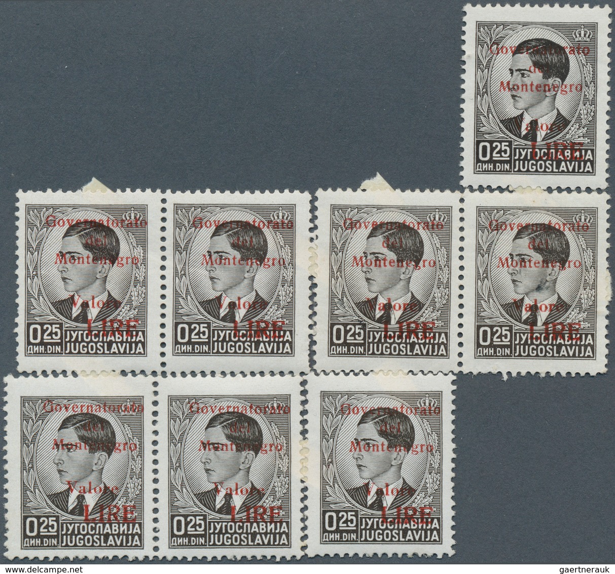 14828 Italienische Besetzung 1941/43 - Montenegro: 1942, 0.25l. Brownish Black, Irregular Block Of Eight, - Montenegro