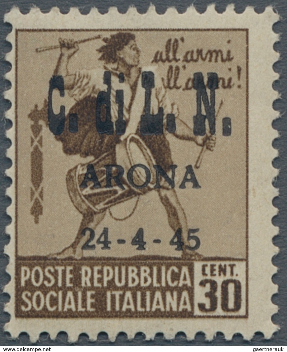 14834 Italien - Lokalausgaben 1944/45 - Arona: 1945, Lokalausgabe Arona 30 C. Mit Aufdruck Postfrisch, Etw - Ortsausgaben/Autonome A.