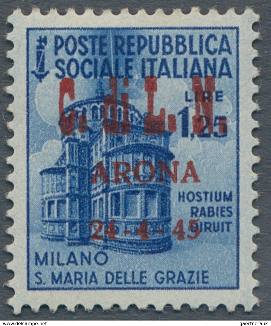 14835 Italien - Lokalausgaben 1944/45 - Arona: 1945, Lokalausgabe Arona 1,25 Lire Mit ROTEM Aufdruck Saube - Ortsausgaben/Autonome A.