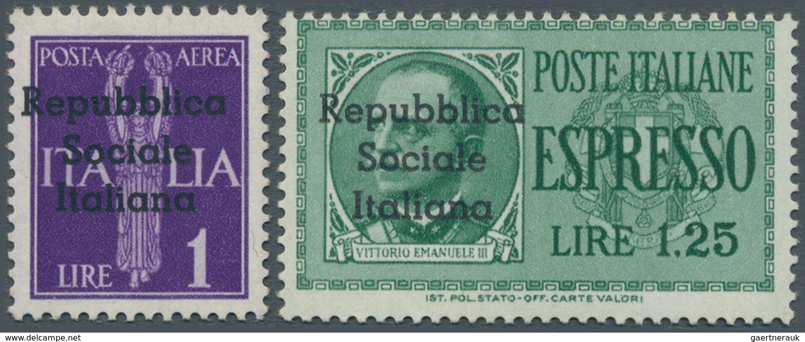 14841 Italien - Lokalausgaben 1944/45 - Teramo: 1944, 15 C. - 1,25 L. With Overprint "Repubblica Sociale I - Emissioni Locali/autonome