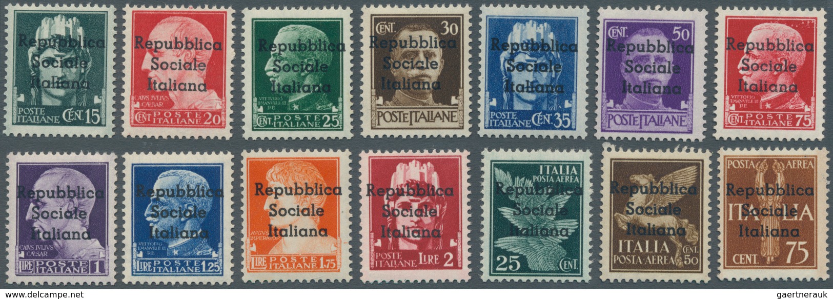 14841 Italien - Lokalausgaben 1944/45 - Teramo: 1944, 15 C. - 1,25 L. With Overprint "Repubblica Sociale I - Emissions Locales/autonomes
