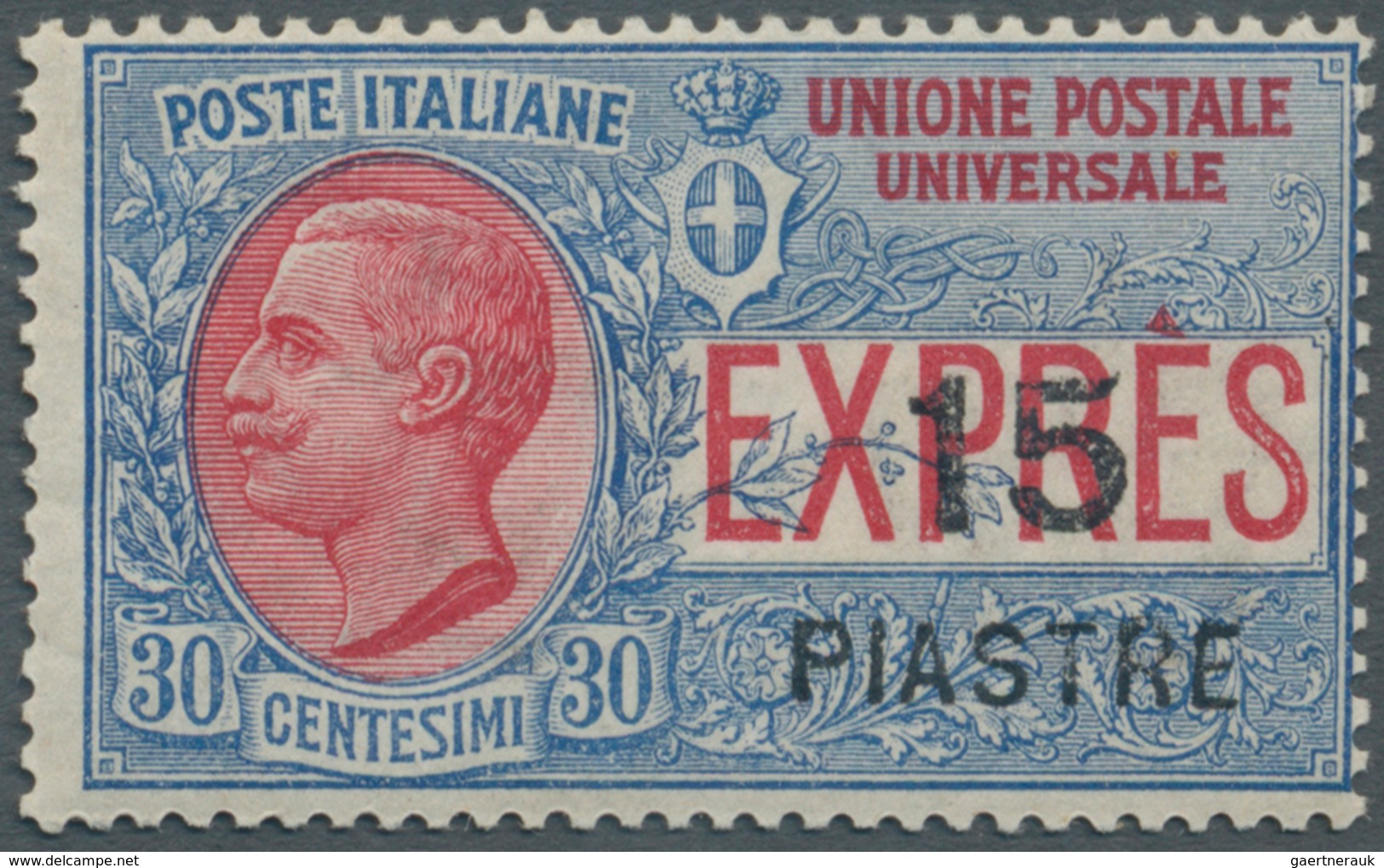 14853 Italienische Post In Der Levante: 1922, Constantinople Issue, 15pi. On 30c. Blue/red Express Stamp, - Amtliche Ausgaben