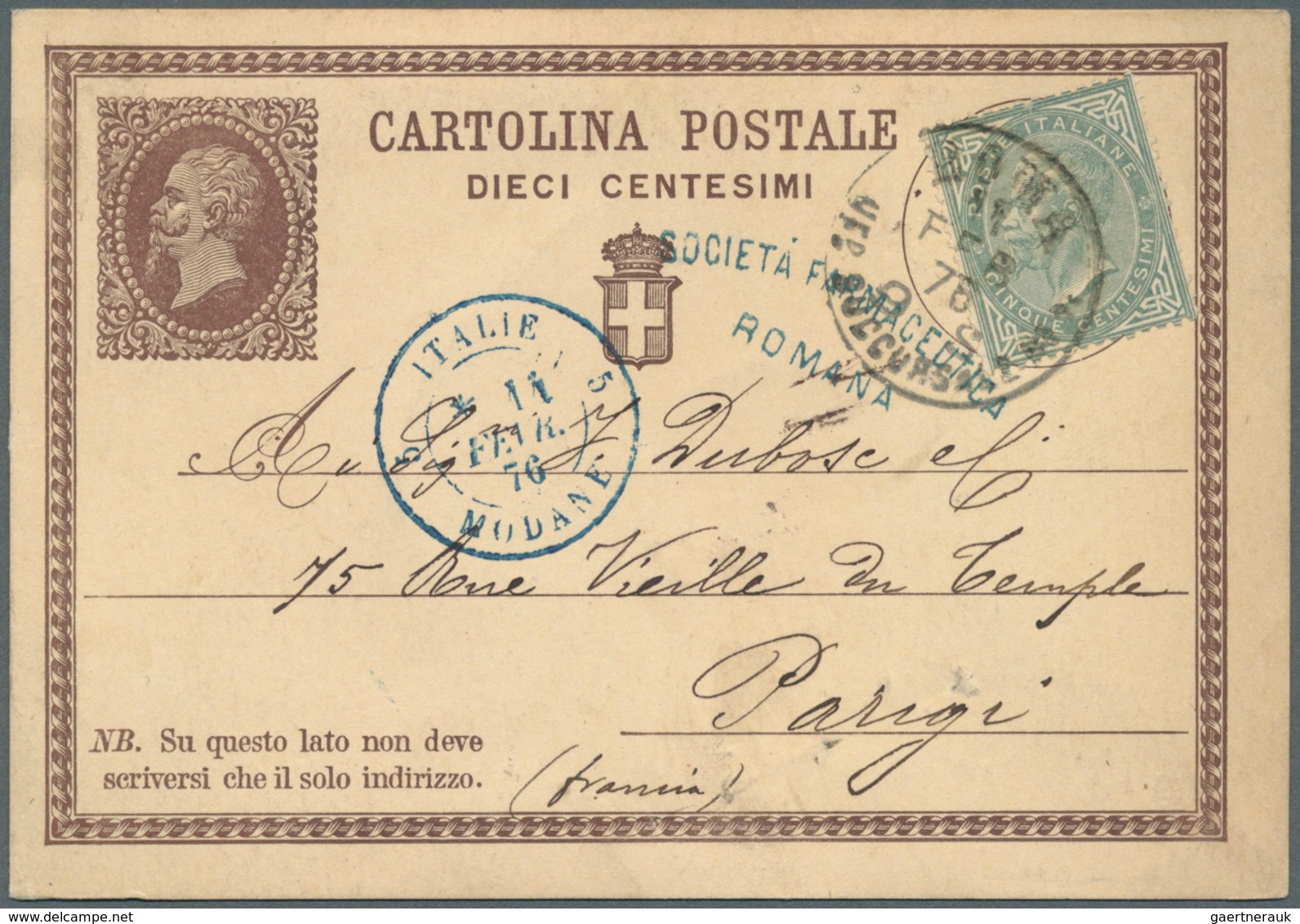 14855 Italien - Ganzsachen: 1867: Two 10 C Postal Stationery Cards, Both With Additional 5 C DLR, Both Pos - Ganzsachen