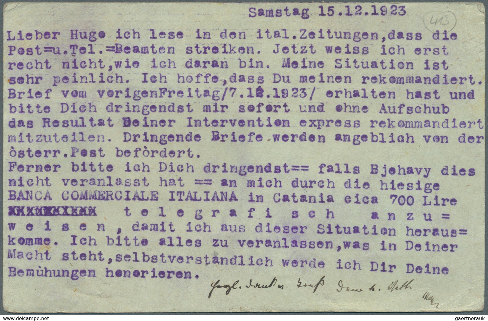 14861 Italien - Ganzsachen: 1923: 40 C Michetti, Red On Light Green UPU Postal Stationery Card, With Addit - Ganzsachen