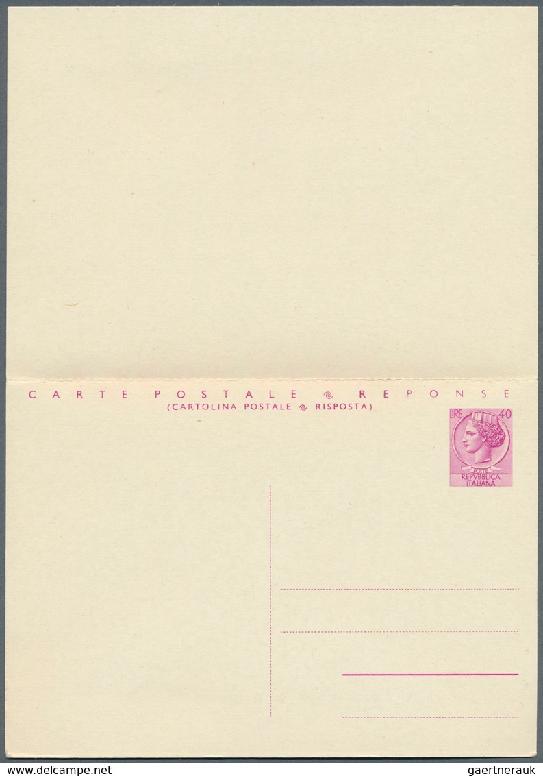 14871 Italien - Ganzsachen: 1961: 40 L. + 40 L. Double Postal Stationery Card, "40 L Bilingual", Very Fine - Entiers Postaux